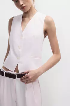 Жилет костюмный из ткани со льном