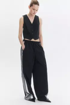 Жилет костюмный укороченный в полоску