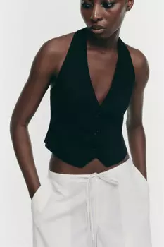 Жилет приталенный льняной с открытой спинкой