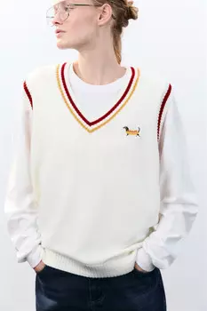 Жилет вязаный с контрастной окантовкой