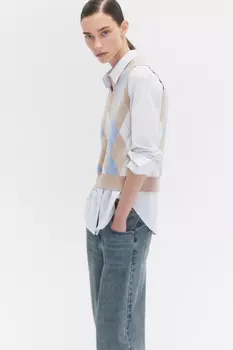 Жилет вязаный укороченный с принтом аргайл