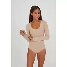 Боди с круглым вырезом и длинным рукавом