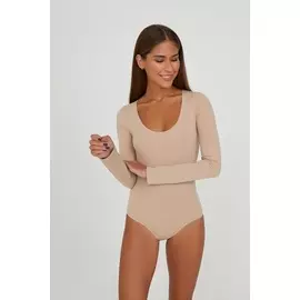 Боди с круглым вырезом и длинным рукавом