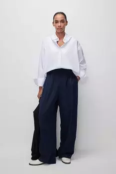 Брюки свободные из гладкой ткани с карманами belle you