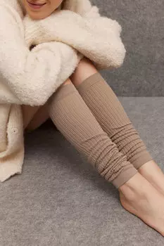 Гетры в рубчик хлопковые (серо-бежевый)