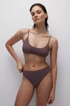 Купальные трусы-слипы с высокой посадкой (шоколад)