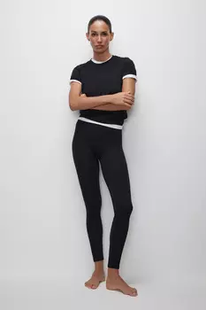 Легинсы со средней посадкой в рубчик belle you