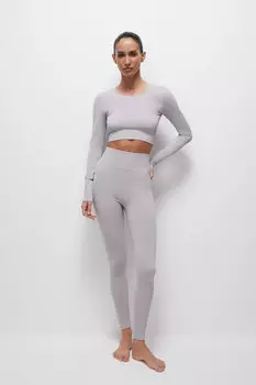 Легинсы в диагональный рубчик с высокой посадкой belle you