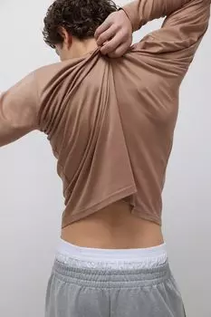 Лонгслив оверсайз мужской (бежевый)