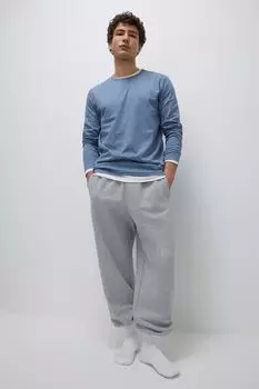 Лонгслив оверсайз мужской (синий)