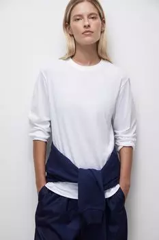 Лонгслив свободный трикотаж с пич-эффектом belle you