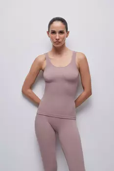 Майка на широких бретелях в рубчик Бамбук