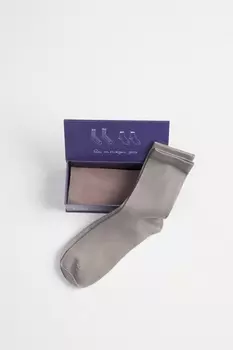 Набор мужских хлопковых носков классической длины (кофе с молоком / светло-серый)