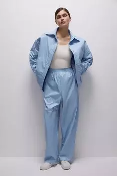 Свободные брюки из гладкой ткани (голубой)