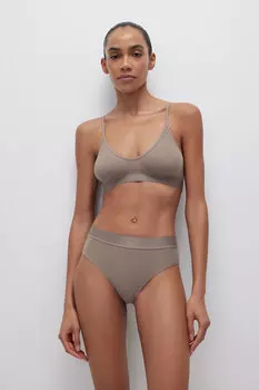 Топ на тонких бретелях из хлопка в рубчик