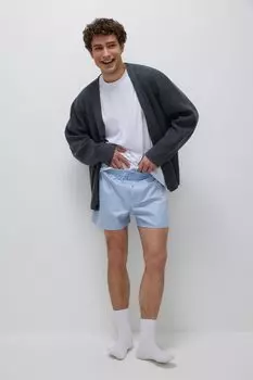 Трусы-боксеры мужские из твила (светло-голубой)