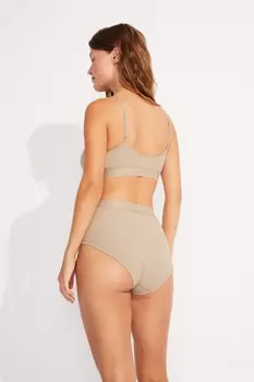 Трусы-брифы с высокой посадкой в рубчик belle you