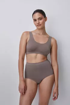 Трусы-кюлот с высокой посадкой Бамбук (серо-бежевый)