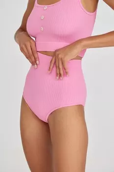 Трусы с высокой посадкой в рубчик