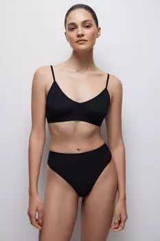 Трусы-стринги с высокой посадкой из хлопка в рубчик belle you