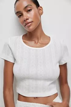 Укороченная футболка из ажурного трикотажа belle you