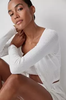 Укороченный кардиган из ажурного трикотажа belle you