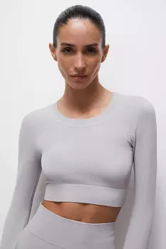 Укороченный лонгслив в диагональный рубчик belle you