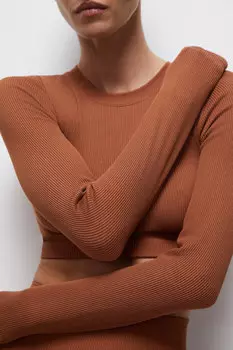 Укороченный лонгслив в рубчик из бамбука Day-to-day