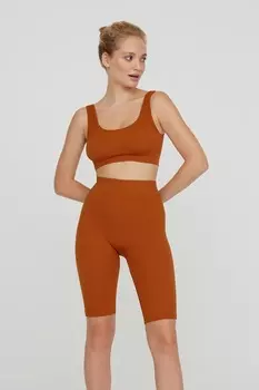 Велосипедки удлиненные в рубчик с широким поясом