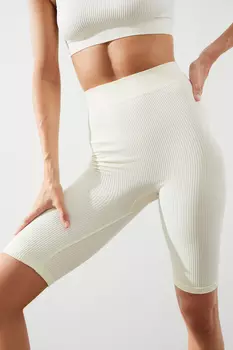 Велосипедки удлиненные в рубчик с широким поясом