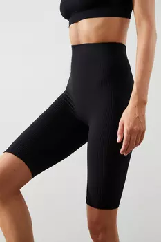 Велосипедки удлиненные в рубчик с широким поясом