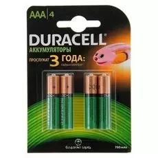 Аккумулятор Duracell, Ni-mh, Aaa, Hr03-4bl, 1.2в, 750 мач, блистер, 4 шт.