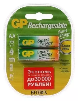 Аккумулятор GP, Ni-mh, AA, Hr6-2bl, 1.2в, 1000 мач, блистер, 2 шт.