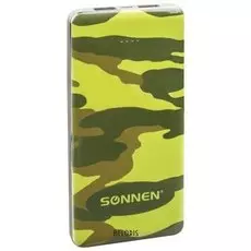 Аккумулятор внешний SONNEN POWERBANK V31 "КАМУФЛЯЖ-ЛЕС", 12000 mAh, 2 USB, литий-полимерный