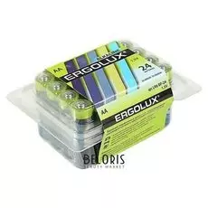 Батарейка алкалиновая Ergolux, AA, Lr6-24box (LR6 Bp-24), 1.5в, набор 24 шт.