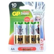 Батарейка алкалиновая GP "Холодное сердце Ii", AA, Lr6-4bl, 1.5в, блистер, 4 шт.