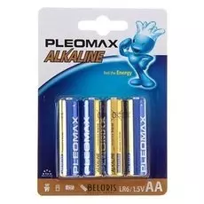 Батарейка алкалиновая Pleomax, AA, Lr6-4bl, 1.5в, блистер, 4 шт.