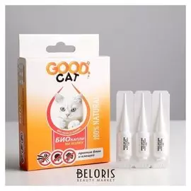 БИОкапли GOOD CAT для котят и кошек от блох и клещей, 3 х 1мл