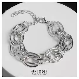 Браслет "Цепь" плетённые овалы, цвет серебро