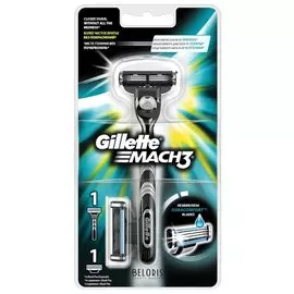 Бритва Gillette (Жиллет) "Mach3", с 2 сменными кассетами, для мужчин