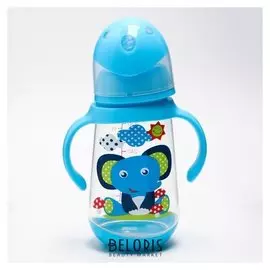 Бутылочка для кормления, 360 мл., широкое горло, цвет голубой