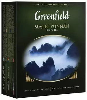 Чай Greenfield (Гринфилд) "Magic Yunnan" ("волшебный юньнань"), черный, 100 пакетиков в конвертах по 2 г, 0583-09