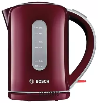 Чайник BOSCH TWK7604, 1,7 л, 2200 Вт, закрытый нагревательный элемент, пластик, красный