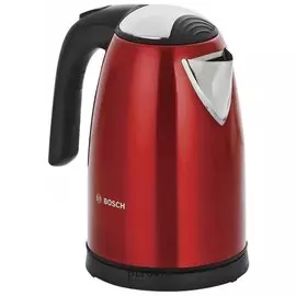Чайник BOSCH TWK7804, 1,7 л, 2200 Вт, закрытый нагревательный элемент, нержавеющая сталь, красный