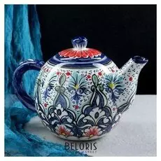 Чайник фарфоровый риштан, 1,25л синий
