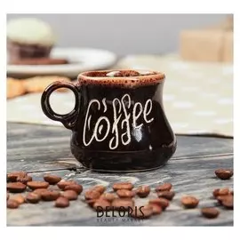 Чашка кофейная "Кофе", роспись, цвет коричневый, 0.1 л