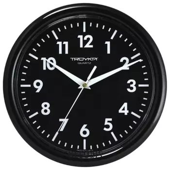 Часы настенные Troyka 21200204, круг, черные, черная рамка, 24,5х24,5х3,1 см