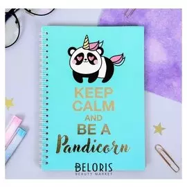 Ежедневник с тиснением Keep calm and be a pandicorn, формат А5, 60 листов