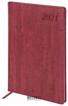 Еженедельник датированный 2021 большой формат (210х297 мм) А4, Brauberg "Wood", кожзам, бордо, 111532