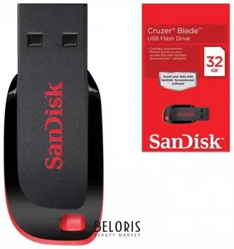 Флэш-диск 32 GB, SANDISK Cruzer Blade, USB 2.0, черный/красный